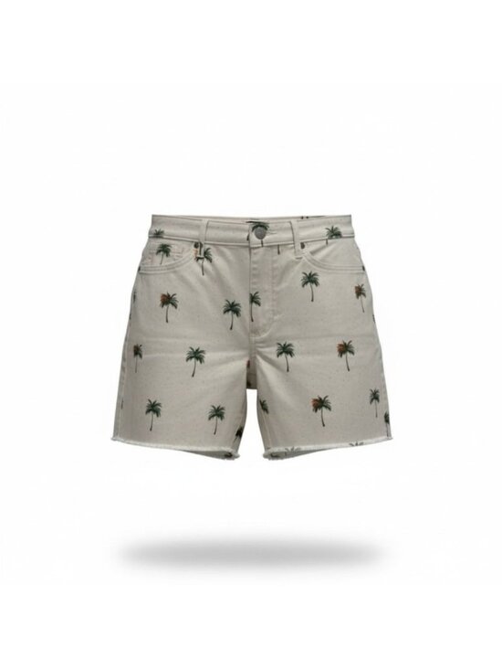 NYDJ Pants - NYDJ Women's Palm Tree Print Denim Shorts With Lift Tuck Technology Size 8P Beig